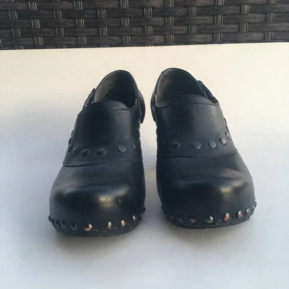 DANSKO Ryder Leather Studded Clog Block Heel Women EU 38 US 7.5 Black Adjustable - Picture 3 of 16